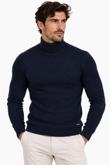 Maglia Collo Alto CASHEMERE + LANA - GIANNI LUPO - Col. Blu