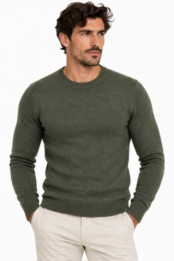 Maglia Girocollo Tessuto Ciniglia Invernale - GIANNI LUPO - Col. Verde