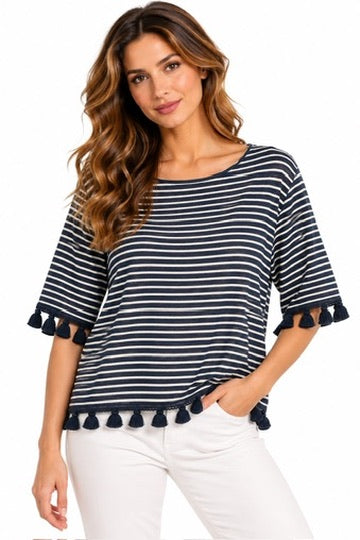 SOLO TG. 48 - SEVENTY - T-shirt Maglia Fantasia - Blu e Bianca