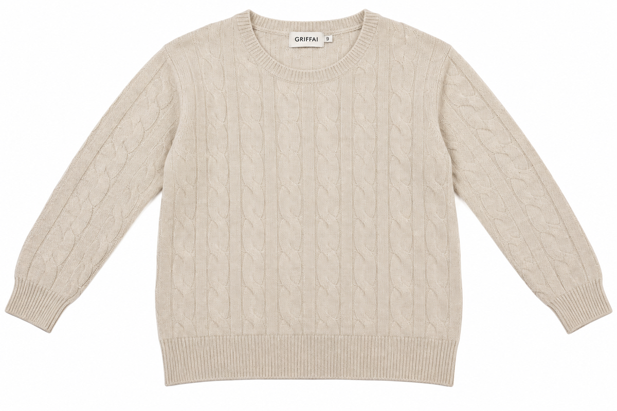 Maglione CASHMERE A TRECCIA Fin.12 - GRIFFAI DGF6962 - Col.BEIGE