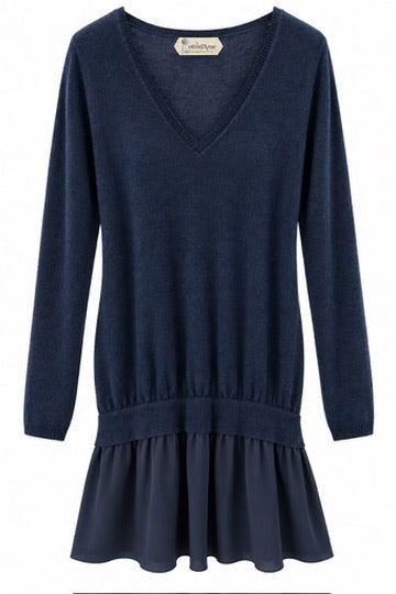 SOLO TG. XS e L - OTTO DAME - Abito Donna invernale in Maglia e tipo seta DM6416 BLU