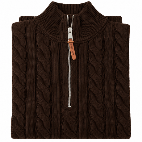 Maglione Mezza Zip Lavorato Invernale - GIANNI LUPO - Col. Coffe - GL35632