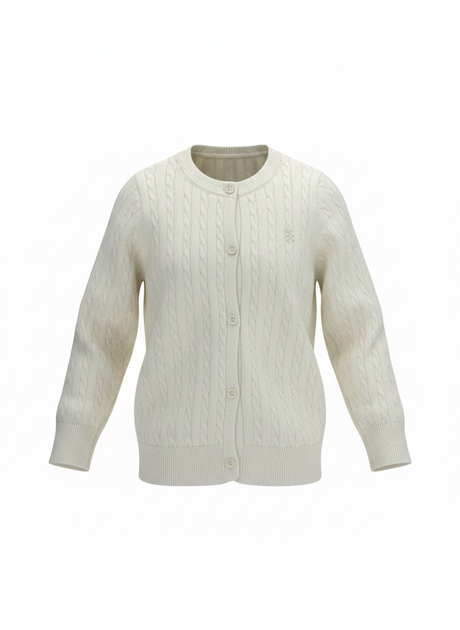 BIMBA - Cardigan Bambina Lavorato a Treccia - Panna