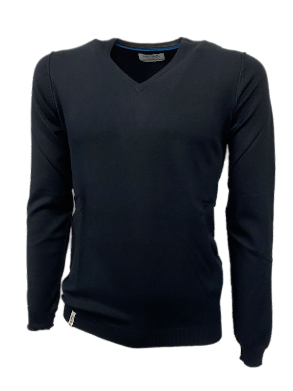 SOLO TG. S, M, L e XL - FRED MELLO - Maglia Scollo V fmboston - Nero