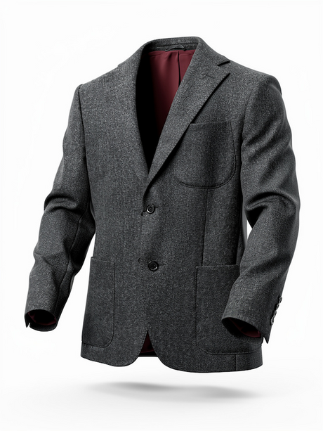 Giacca Blazer Uomo 100% LANA Invernale FG - Colore Grigio Scuro SPIGATA