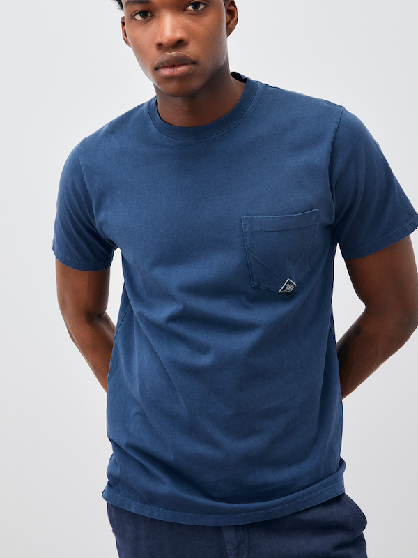 T-Shirt RoyRoger's Pocket Man Heavy Jersey Cotone - New - Bluette