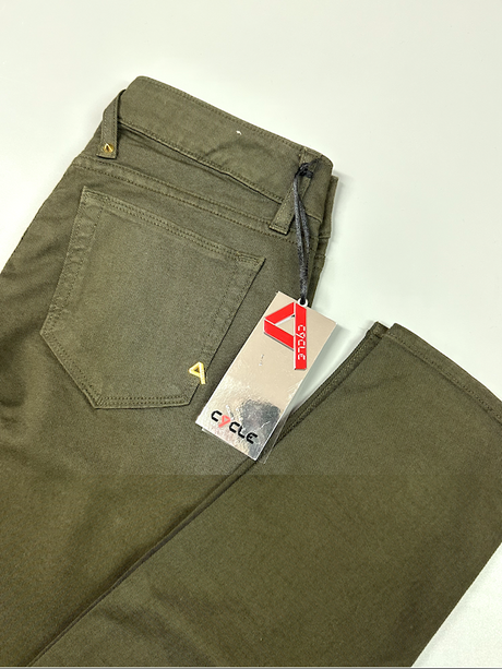 SOLO TG 30 - Cycle Pantalone Jeans Cotone - Mod. Vita Alta Skinny - Verde Militare