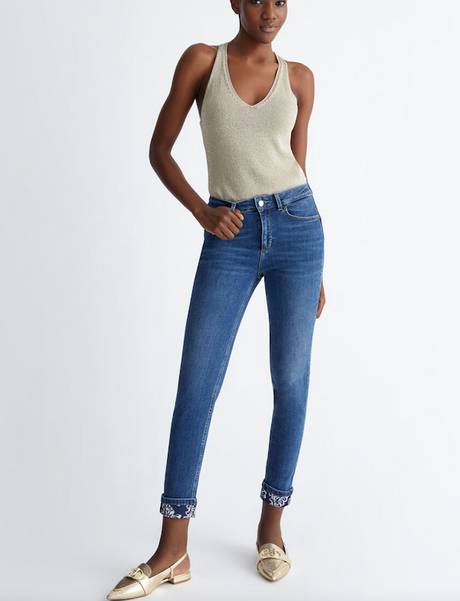 SOLO TG. 26 - LiuJo Jeans Mod. Monroe UA4054 D4448 - Vita Alta Bordo Fantasia -