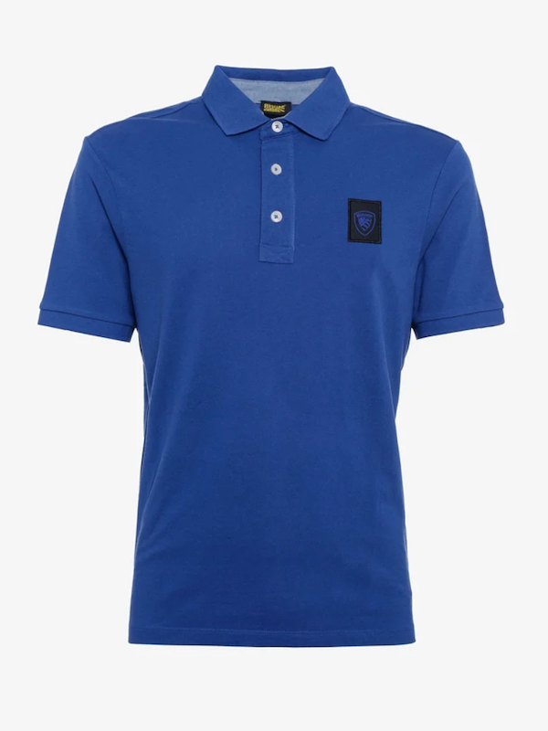 Blauer Polo in Jersey di Cotone - Bluette