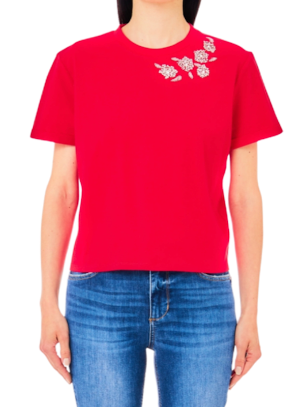 SOLO TG XL - LiuJo - T-shirt in jersey di cotone - Art: MA4325 J5904 - Col. Rosso New