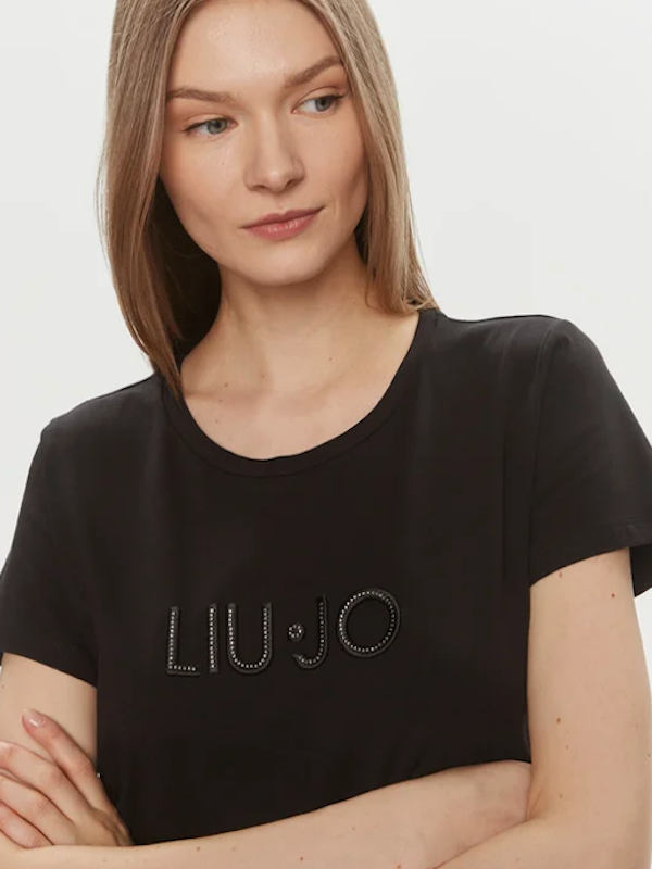SOLO TG. M e XL - LiuJo - T-shirt in jersey di cotone - Art: TA4136 JS003 - Col. Nero