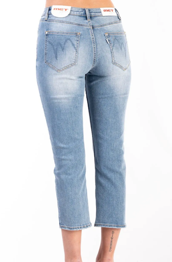 SOLO TG 25 e 30 - Met Jeans Donna - NOS RENZA - Regular fit con bottoni a Vista - Vita Alta/cavallo sceso