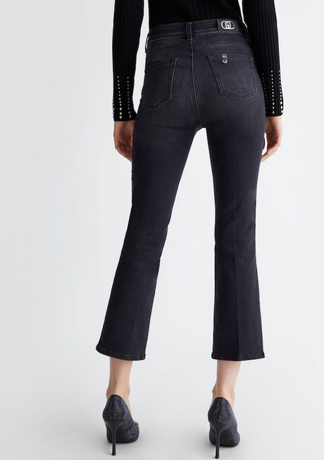 SOLO TG. 25,28,29,30,31,33 - LiuJo Jeans Zampetta - UF4040 D4811 - Vita Alta Princess Nero/Antracite