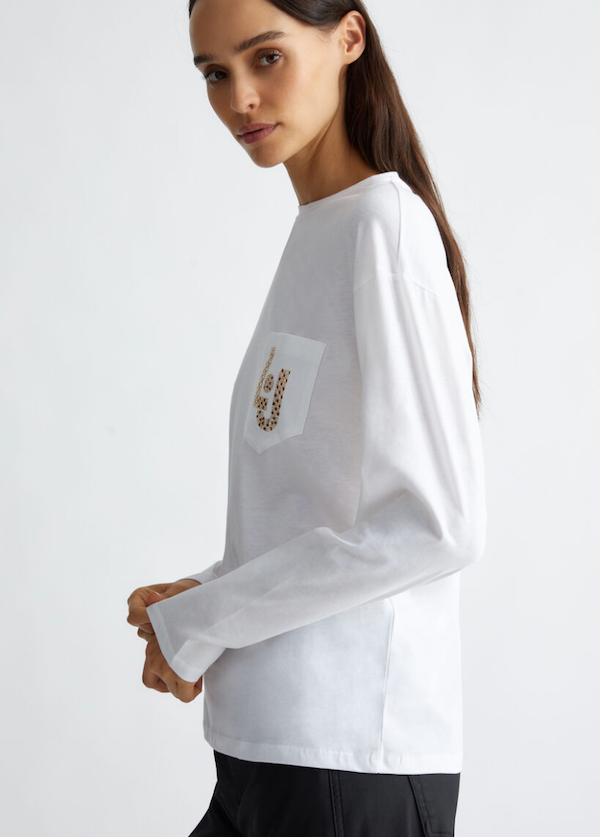 SOLO TG XS - LiuJo T-shirt con taschino - WF4572 JS923 - White