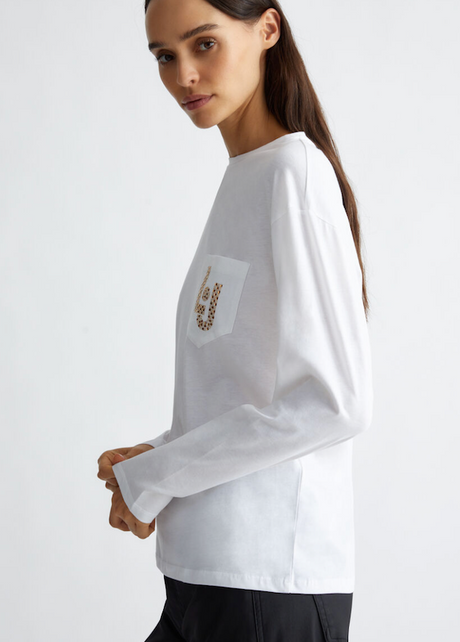 SOLO TG XS - LiuJo T-shirt con taschino - WF4572 JS923 - White