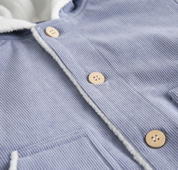 BIMBO - Cappotto in micro velluto a coste celeste