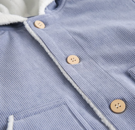 BIMBO - Cappotto in micro velluto a coste celeste