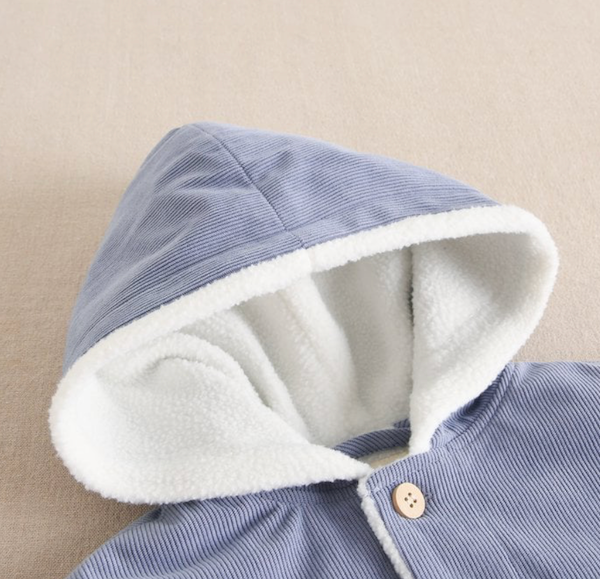 BIMBO - Cappotto in micro velluto a coste celeste