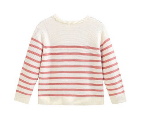 BIMBA - Maglia bianca con righe rosa cipria