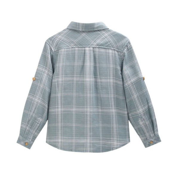 BIMBO - Camicia a quadri verde petrolio da bambino