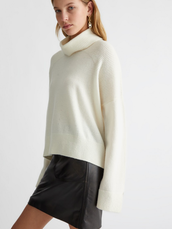 SOLO TG. S LiuJo - art: WF4434 10701 - Maglia Donna LIU JO Dolcevita 100% LANA Collo Alto PANNA