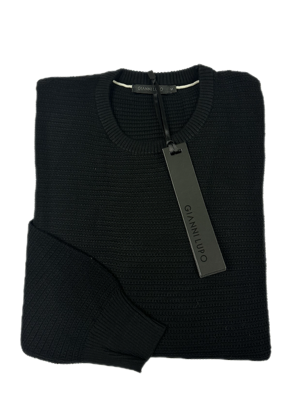 Maglia Girocollo Tessuto Lavorato - GIANNI LUPO - Col. Nero