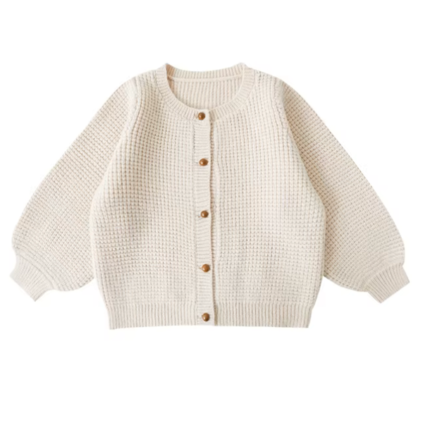 BIMBA - Cardigan Bambina Lavorato con Bottoni Rivestiti - Panna