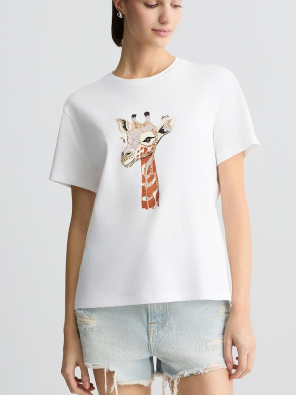 SOLO TG. XS,S,M e L , LiuJo T-shirt con stampa - WA5230JS904 - Bianca - New