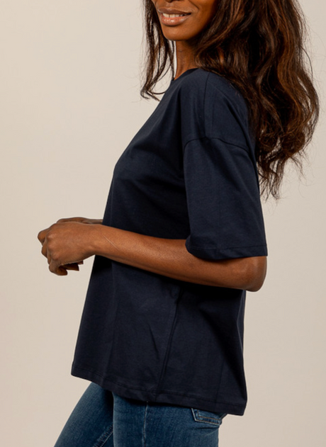 SOLO TG. XS-M-L LiuJo - T-shirt in cotone Over - TA5186 JS923 - Blu VESTIBILITà ABBONDANTE