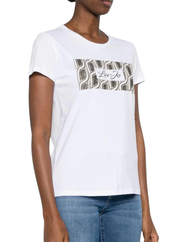 SOLOTG. S,M,L,XL - LiuJo T-shirt con stampa floreale - WA5240JS923 - Bianco