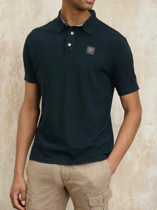 Blauer Polo in Jersey di Cotone - Blue