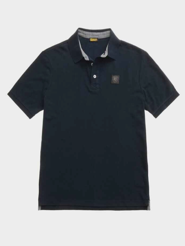 Blauer Polo in Jersey di Cotone - Blue