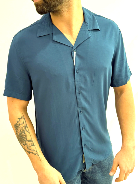 SOLO M, L, XXL - Gianni Lupo - Camicia Manica corta Super Leggera - Col. Blu petrolio GL7678S