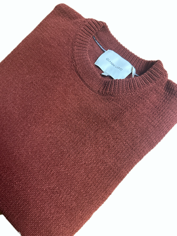 SOLO TG. M - Maglia Girocollo Tessuto Ciniglia Invernale - GIANNI LUPO - Col. Coccio GL535S NEW