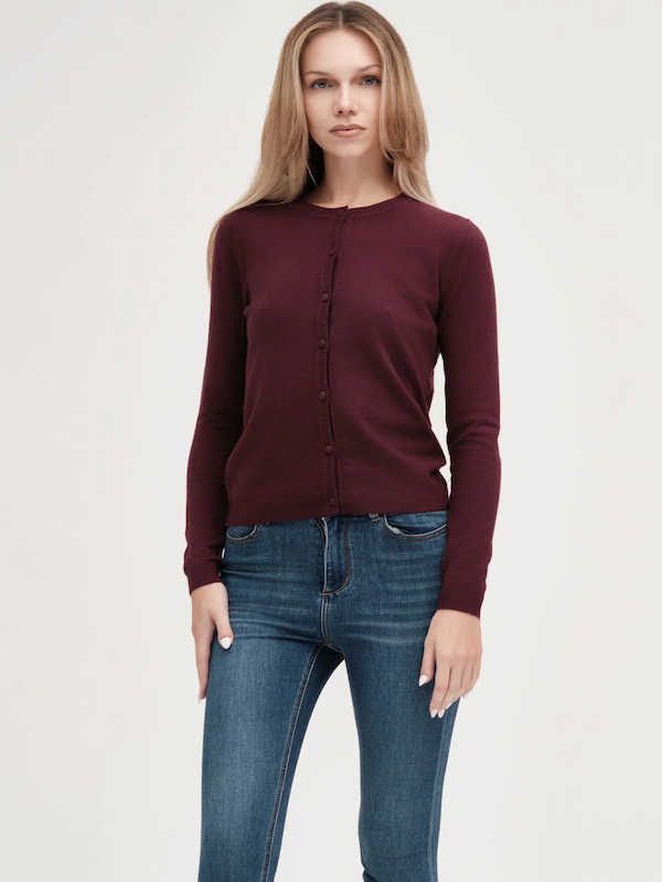 Maglia Cardigan Basico Fin.12 - GRIFFAI - Col. Bordeaux