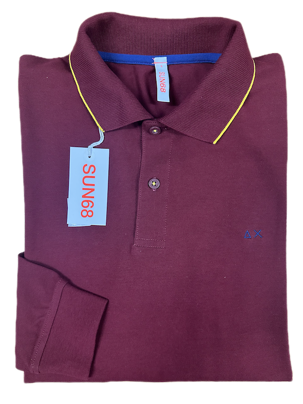 SOLO TG. S - SUN68 Polo - Polo Manica Lunga in Cotone