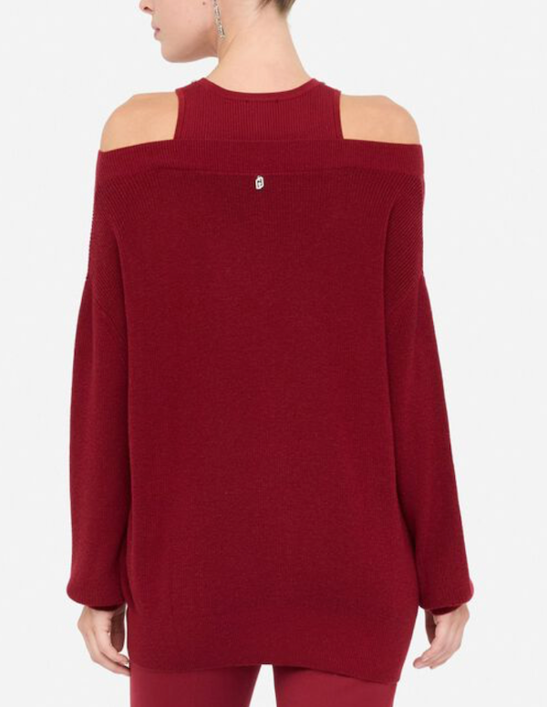 SOLO TG. M LiuJo Maglione NEW - MF5126 - Maglione con Ricami Gioiello