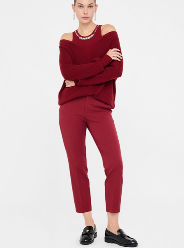 SOLO TG. M LiuJo Maglione NEW - MF5126 - Maglione con Ricami Gioiello