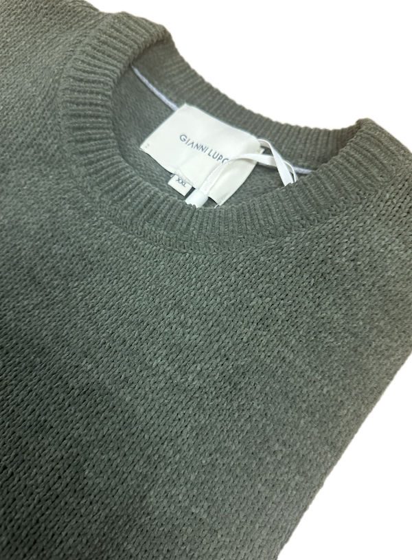 Maglia Girocollo Tessuto Ciniglia Invernale - GIANNI LUPO - Col. Verde