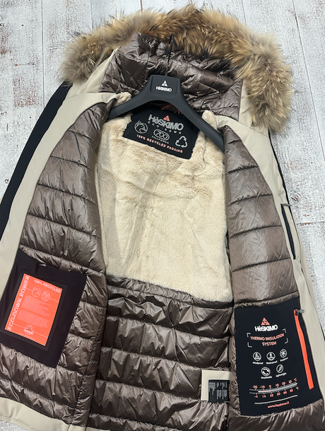 HèSKIMO Giubbotto Uomo 3/4 Parka con Orsetto interno, -15Gradi Thermo Insulation System - Beige HE9440036