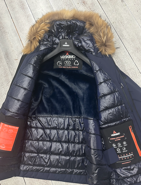 HèSKIMO Giubbotto Uomo 3/4 Parka con Orsetto interno, -15Gradi Thermo Insulation System - Blu HE9440036