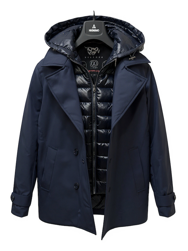 HèSKIMO Giubbotto Uomo Doppio Petto Thermo Insulation System + Antivento Staccabile - Col.Blu HE9440059