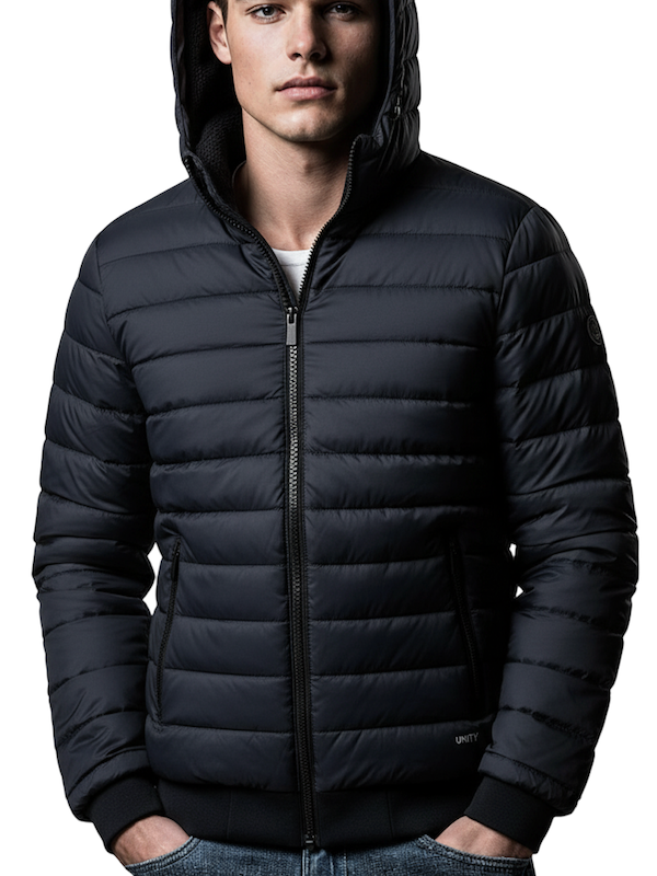 UNITY- Bomber Uomo REVERSIBILE Polar Tricotech a maglia ingegnerizzato - NERO