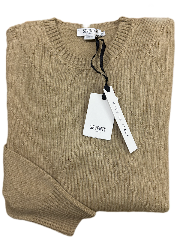 SOLO TG. S, M e 3XL - Maglia SEVENTY Invernale - 80%LANA - Beige