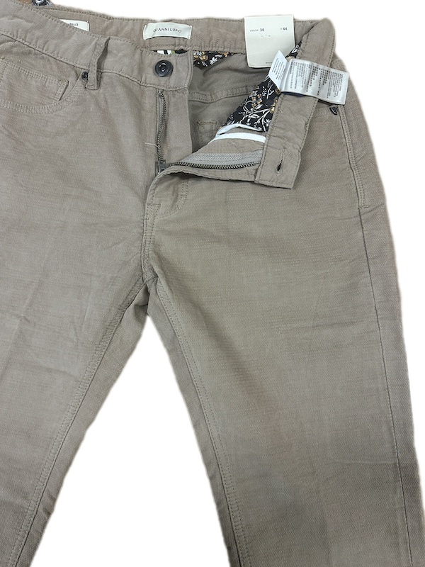 SOLO TG. 44-46-56 GIANNI LUPO Pantalone in Fustagno INVERNALE - Slim Fit - Beige