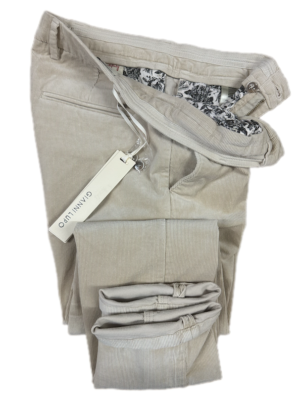 SOLO TG. 44 - GIANNI LUPO Pantalone in VELLUTO - Slim Fit - BEIGE
