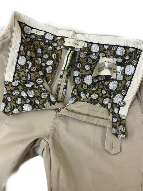 GIANNI LUPO Pantalone in Cotone Invernale - Slim Fit - Beige