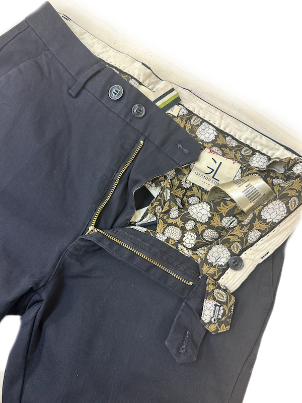 SOLO TG. 44-46-48-56 GIANNI LUPO Pantalone in Cotone Invernale - Slim Fit - Blu