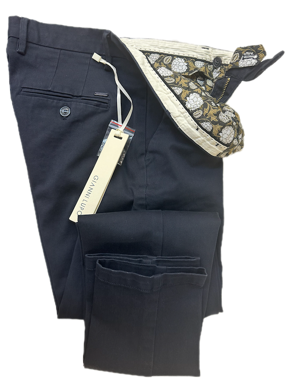 SOLO TG. 44-46-48-56 GIANNI LUPO Pantalone in Cotone Invernale - Slim Fit - Blu