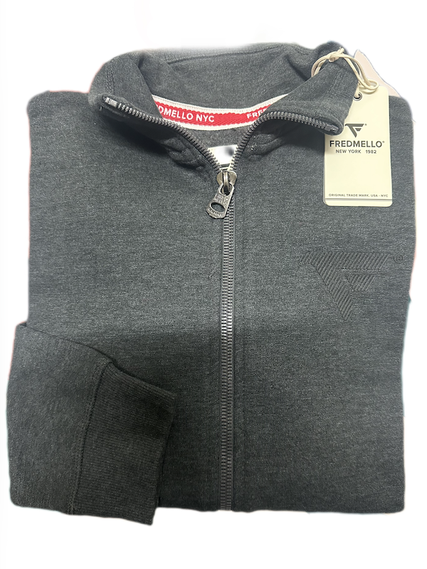 SOLO TG. M - Giacca Tuta Felpata con Zip e Tasche - FRED MELLO - GRIGIO